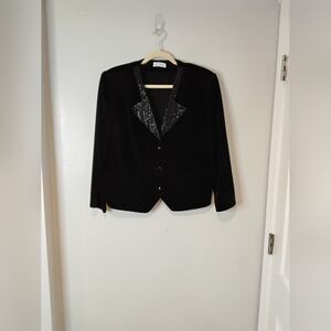 Vintage Blazer Jacket Velvet & Sequin beaded collar,elegant in a size M